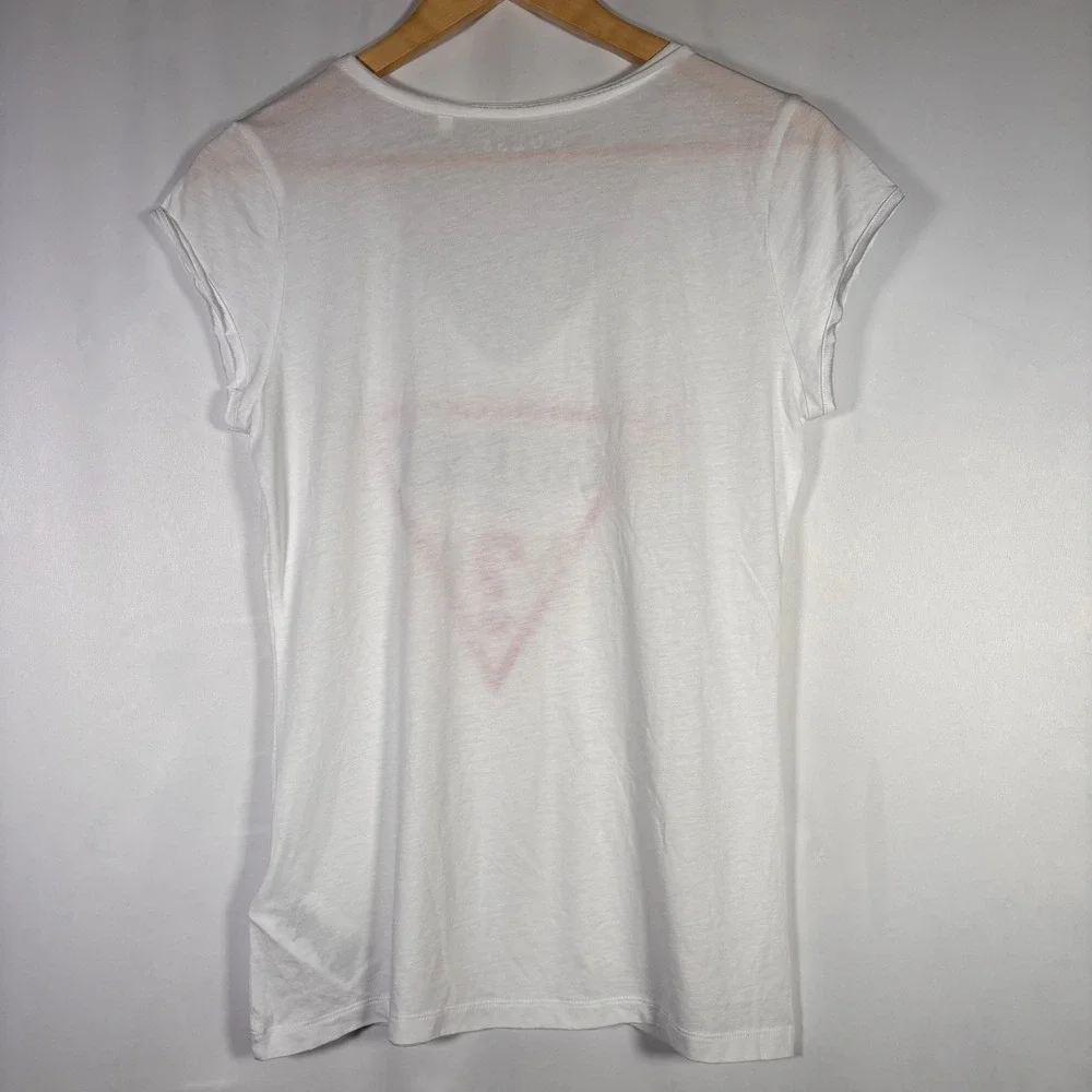 Guess Top Womens Large Bling USA Y2K 90s Streetwear Rhinestone Classic Casual - Picture 2 of 8